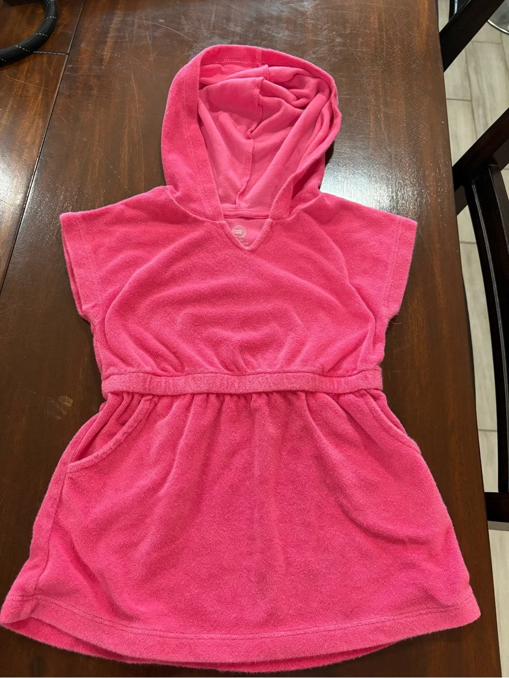 wonder nation Hot Pink Hooded Terry Swim Coverup Dress
